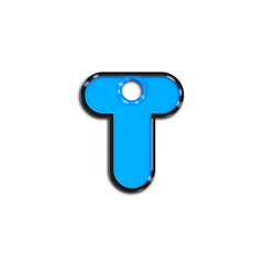 T Harfi Rounded Mavi Neon | İsimlik