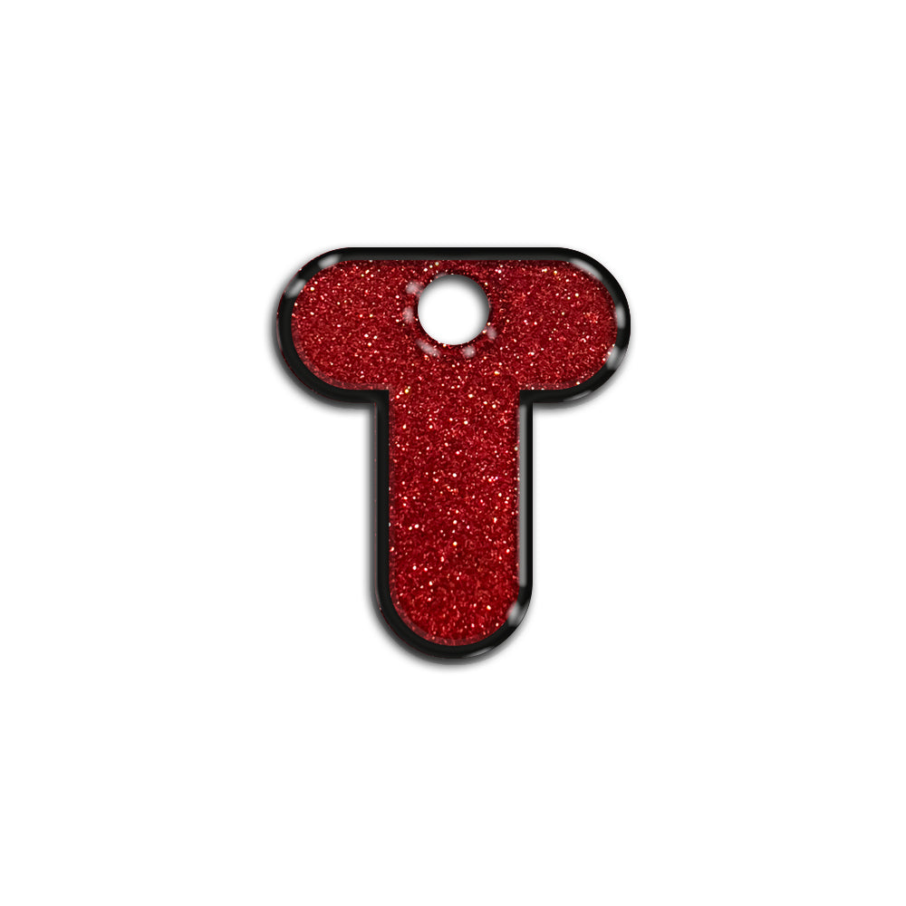 T Harfi Rounded Red Glitter | İsimlik