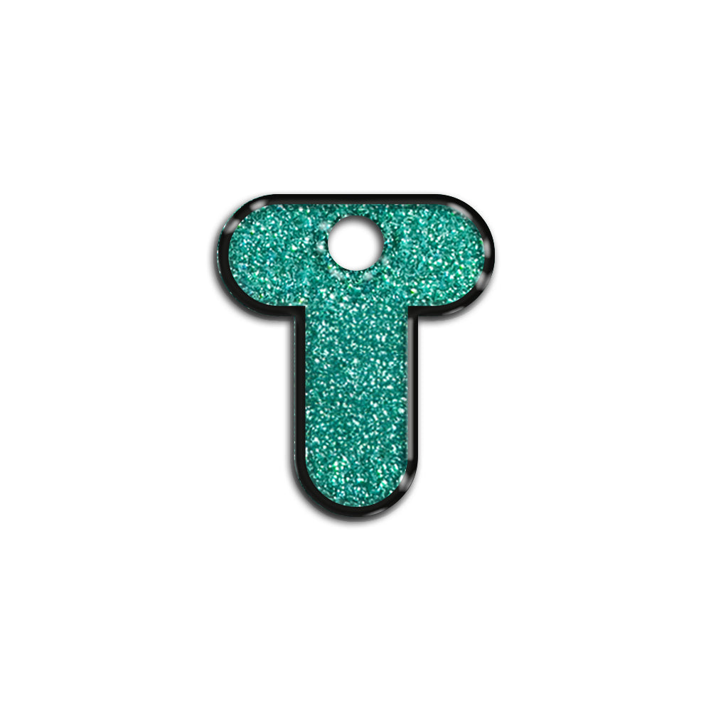 T Harfi Rounded Su Yeşil Glitter | İsimlik