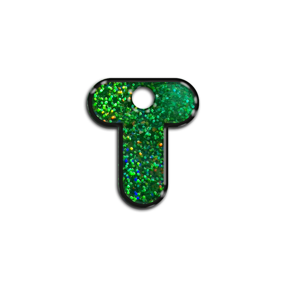 T Harfi Rounded Yeşil Holo | İsimlik