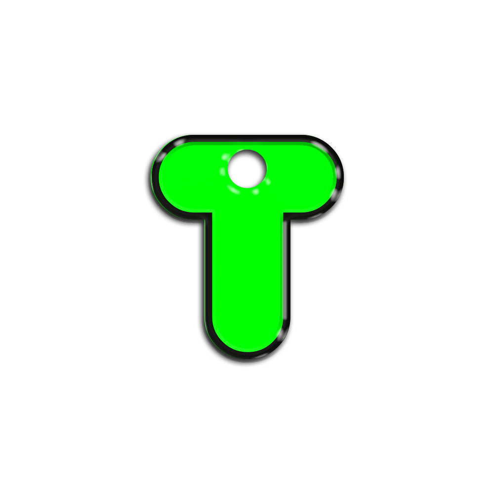 T Harfi Rounded Yeşil Neon | İsimlik