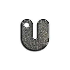 U Harfi Rounded Gri Glitter | İsimlik