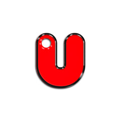 U Harfi Rounded Red Neon | İsimlik