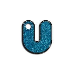 U Harfi Rounded Mavi Glitter | İsimlik