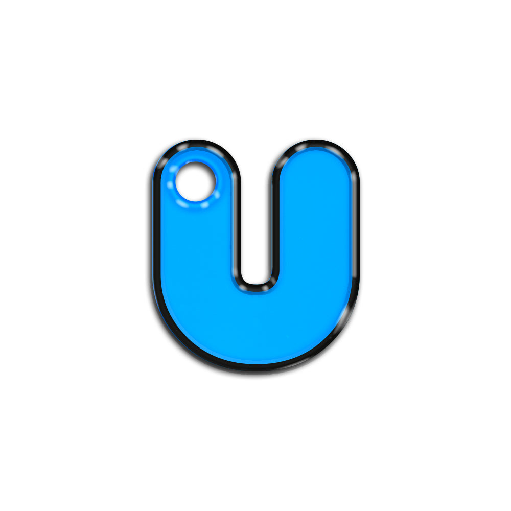 U Harfi Rounded Mavi Neon | İsimlik