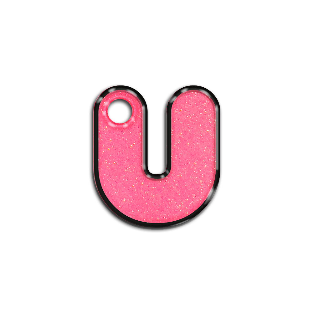 U Harfi Rounded Şeker Pembe Glitter | İsimlik