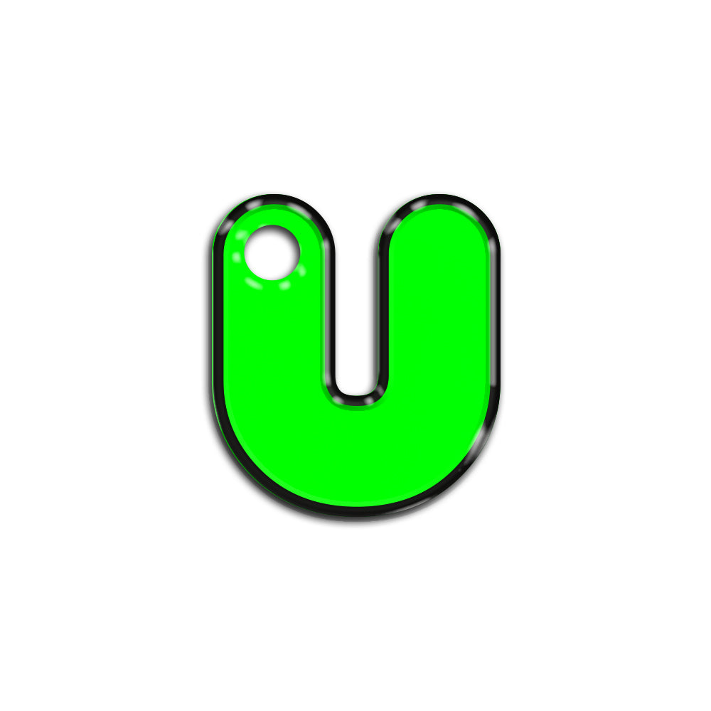U Harfi Rounded Yeşil Neon | İsimlik