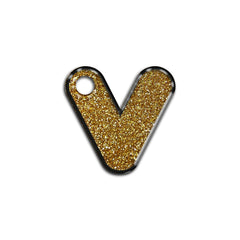 V Harfi Rounded Altın Glitter | İsimlik