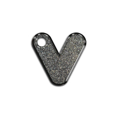 V Harfi Rounded Gri Glitter | İsimlik