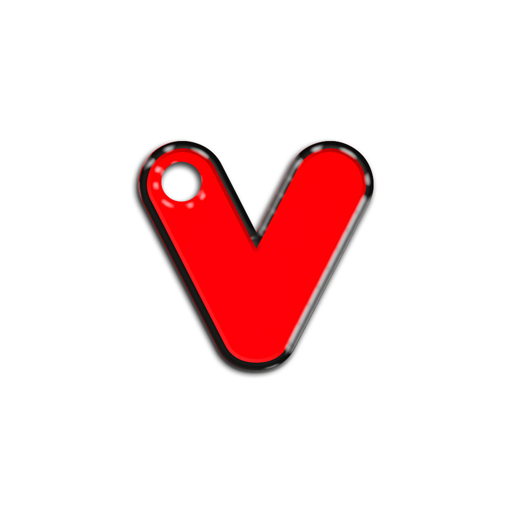 V Harfi Rounded Red Neon | İsimlik
