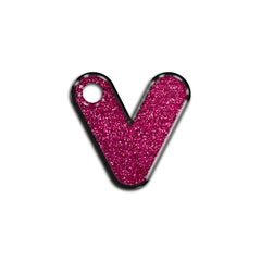 V Harfi Rounded Fuşya Glitter | İsimlik