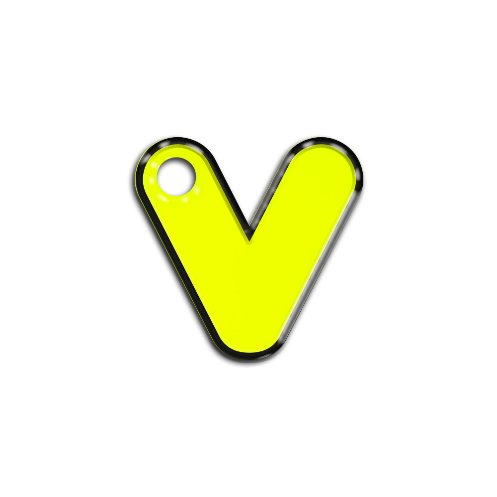 V Harfi Rounded Sarı Neon | İsimlik