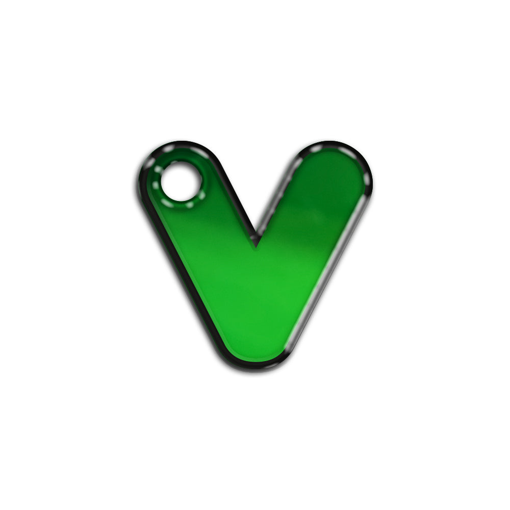 V Harfi Rounded Yeşil Metalik | İsimlik