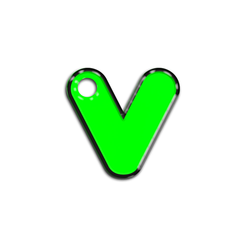 V Harfi Rounded Yeşil Neon | İsimlik
