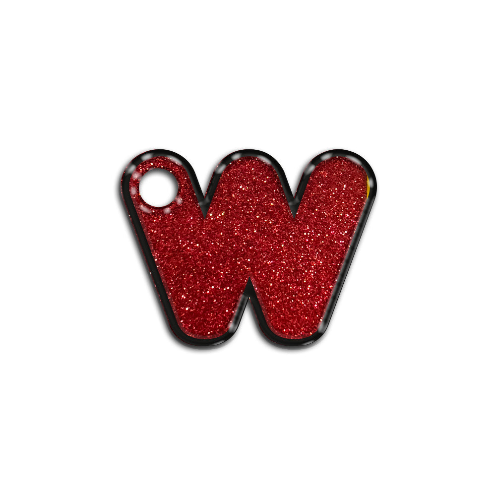 W Harfi Rounded Red Glitter | İsimlik