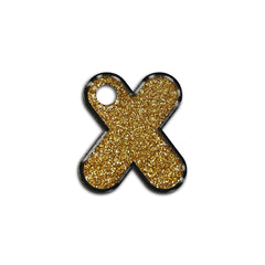 X Harfi Rounded Altın Glitter | İsimlik