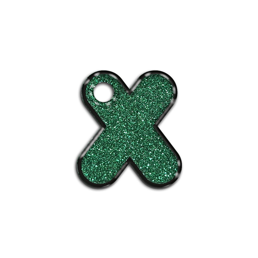 X Harfi Rounded Yeşil Glitter | İsimlik