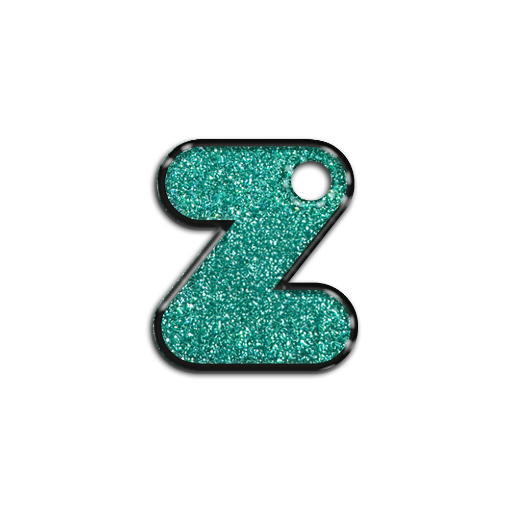 Z Harfi Rounded Su Yeşil Glitter | İsimlik