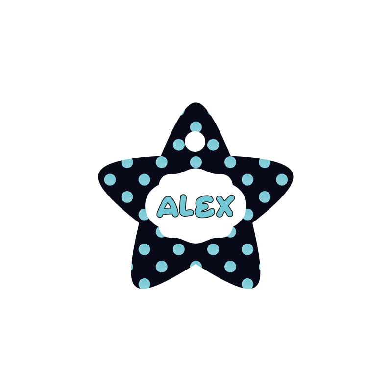 Mavi Puantiye Desenli Yıldız | Kedi Köpek İsimlik